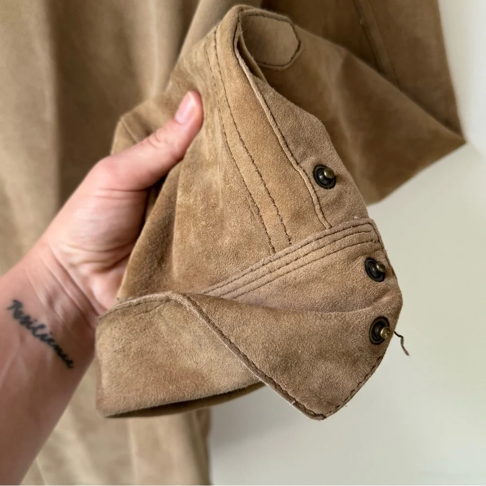 Vintage Wilson’s Leather House of Suede 100% Leather Jacket Brown Braided Zip Up - Picture 6 of 8